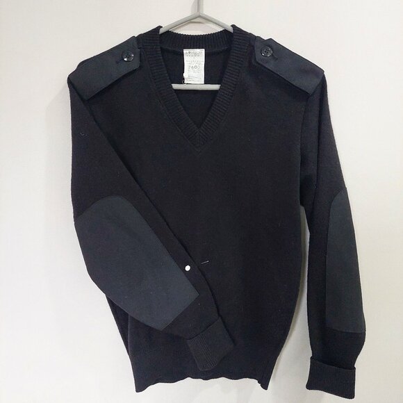 Logistik Unicorp Men's Small Black 100% Wool Long Sleeve Sweater - Picture 1 of 3